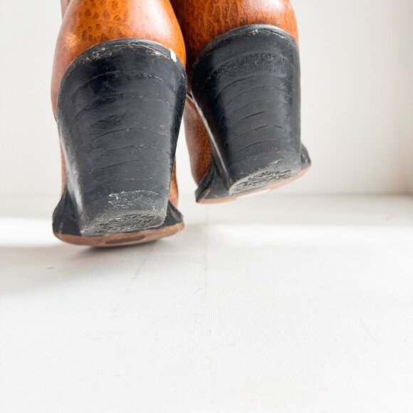 Caborca Western Cowboy Brown Leather Boots 9 - Picture 7 of 11
